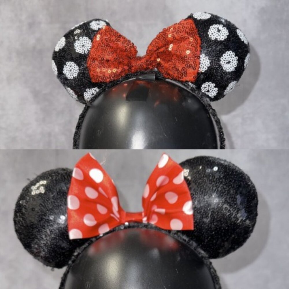 Minnie Mouse Ears Sequins Polka Dots 2 Pairs